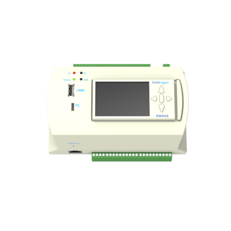 Ein Datalogger mit Digitalanzeige und Einstellmöglichkeiten sowie möglichen Anschlüssen